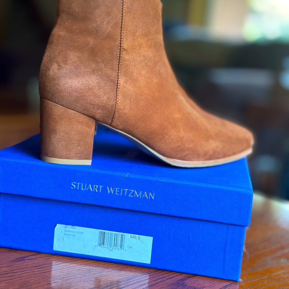 Stuart Weitzman Camel Suede Ankle Boot Size 9.5 - image 3